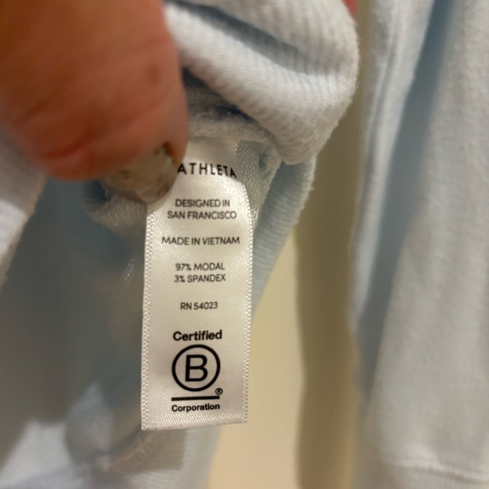 Athleta Mindset Long Sleeve Modal Cotton Light Blue Sweatshirt size Small - Picture 3 of 5